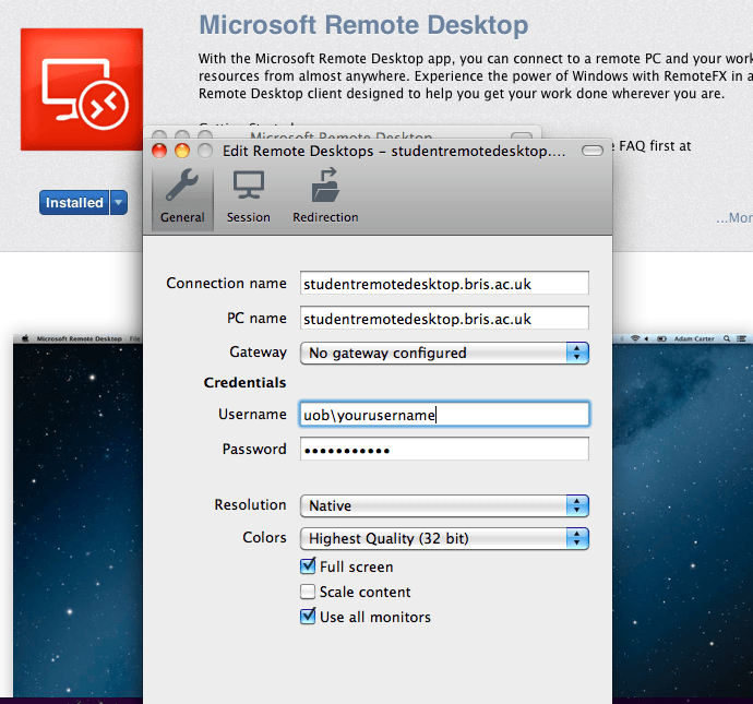 microsoft remote connection for mac